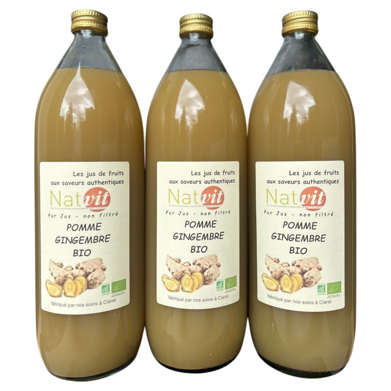 Pack 3 bouteilles jus pomme gingembre
